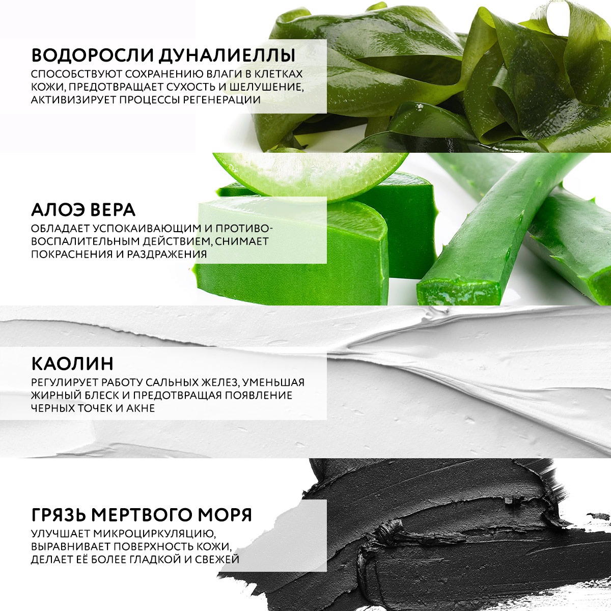 МИНЕРАЛЬНАЯ ГРЯЗЕВАЯ МАСКА ДЛЯ ЛИЦА С АЛОЭ ВЕРА И ДУНАЛИЕЛЛОЙ
